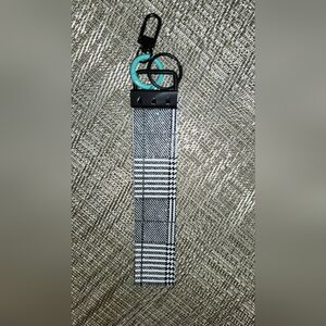 Hand Crafted Black and White Plaid Key Chain Wristlet